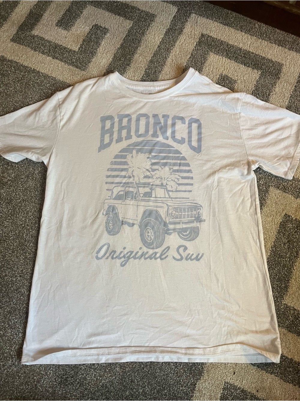 Ford White Bronco Graphic Tee with Light Gray Print